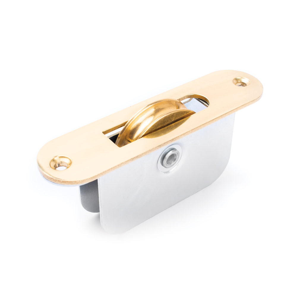 2 Inch Radius End Sash Pulley - Polished Brass